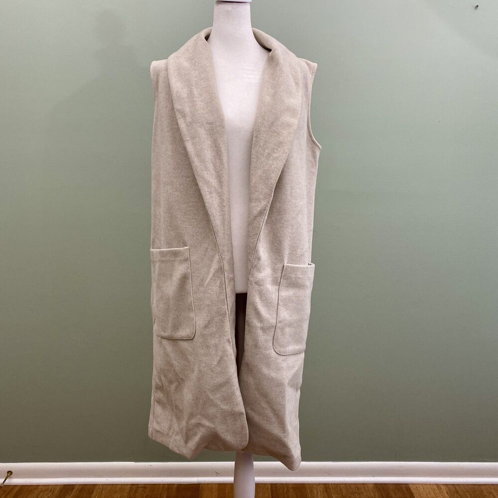 Joie Long Open Front Cardigan Vest Drape Pockets Womens XS Lagenlook